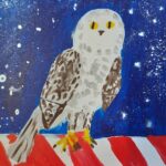 art work of an owl on a starry night